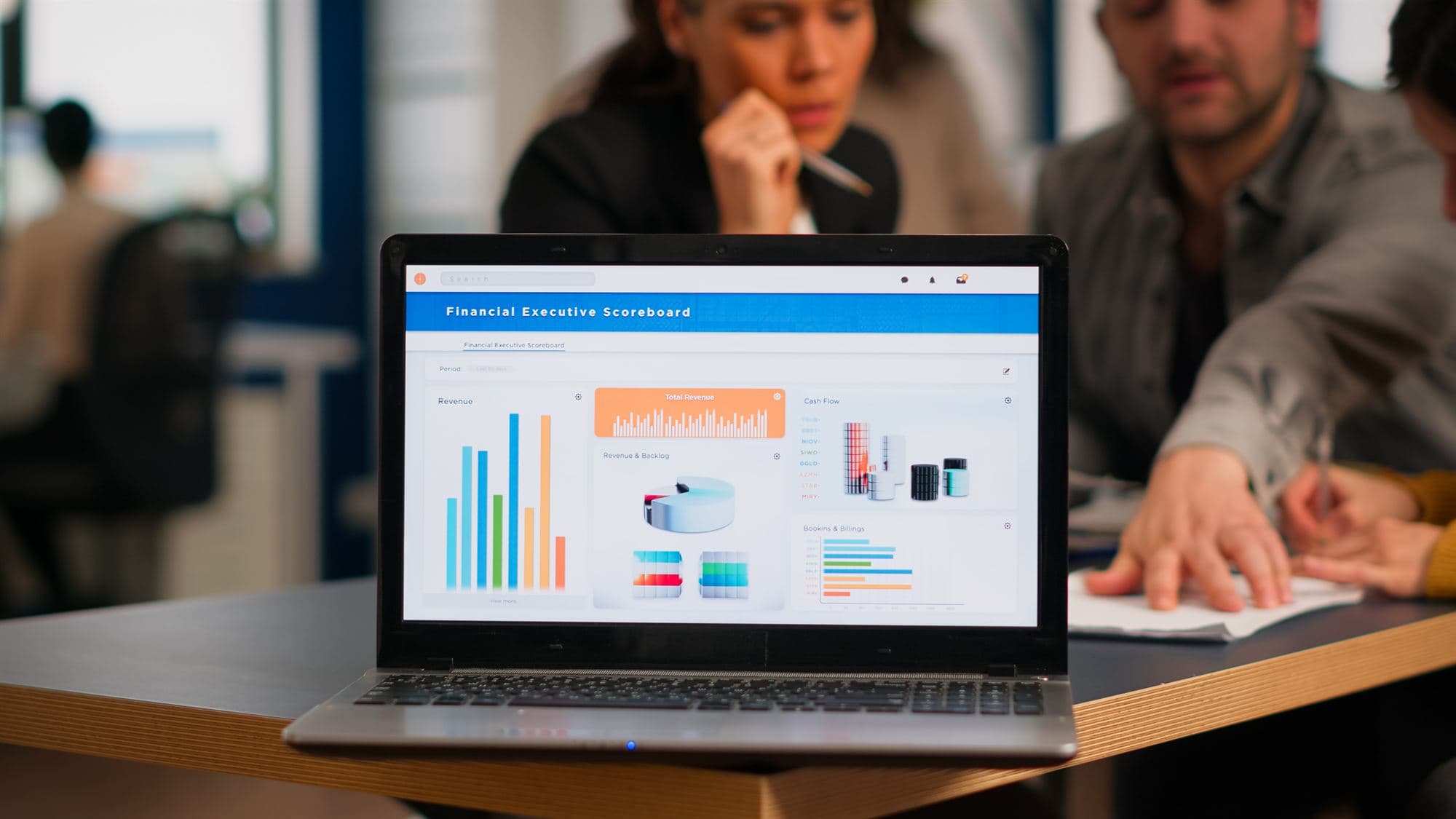 Présentation de chiffres sur un ordinateur portable